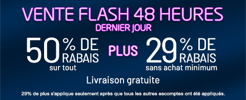 50% de rabais sur tout + 29% de rabais sur les toiles à rouleau et stores cellulaires