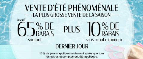Jusqu'à 65% de rabais sur tout + 10% de rabais sur les toiles à rouleau et stores cellulaires