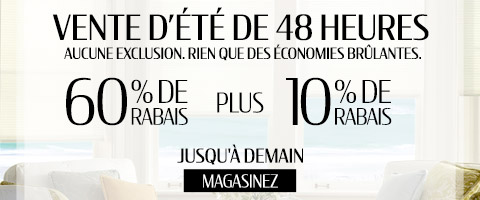 60% de rabais sur tout + 10% supplémentaire sur les stores les plus populaires