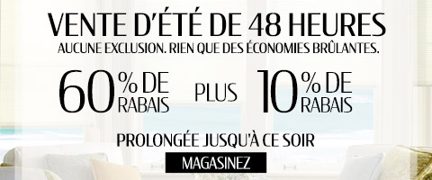 60% de rabais sur tout + 10% supplémentaire sur les stores les plus populaires