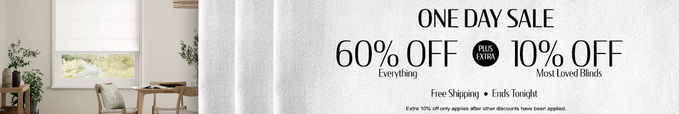 60% off everything + extra 10% off most loved blinds