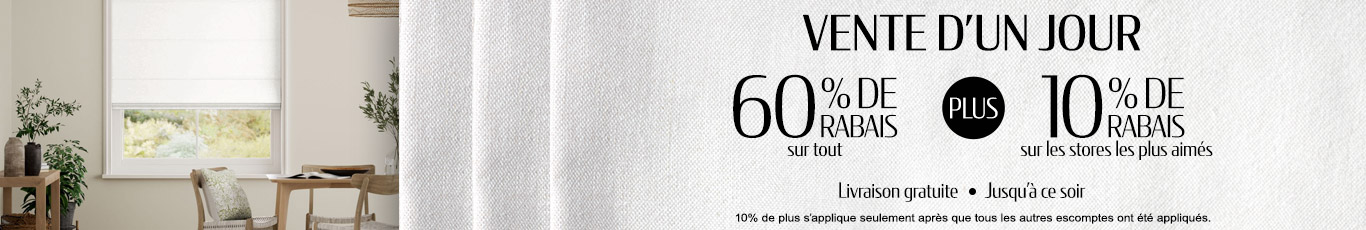 60% de rabais sur tout + 10% supplémentaire sur les stores les plus appréciés