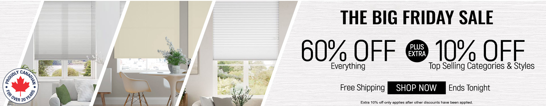60% off everything + extra 10% off Top Selling Categories & Styles