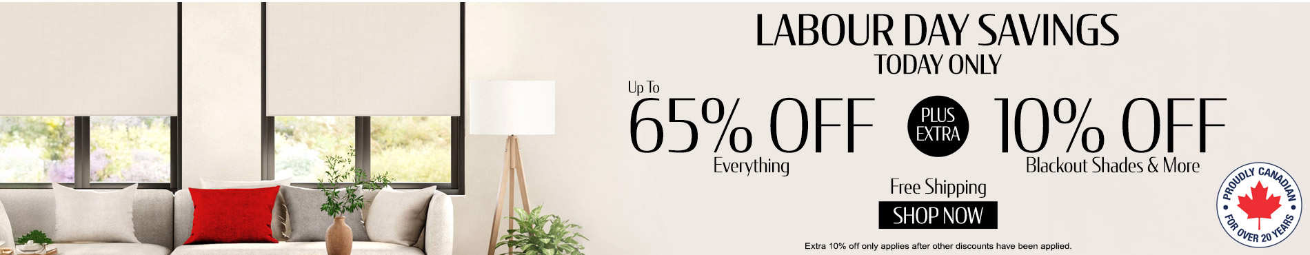 Up to 65% off everything + 10% off All Blackout Shades & More