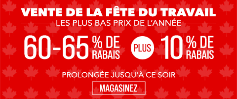 60-65% de rabais sur tout plus 10% supplémentaire