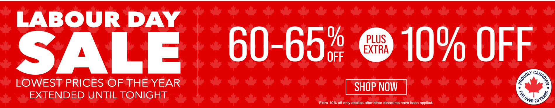 60-65% off everything + extra 10% off