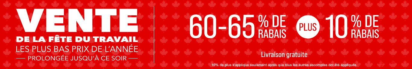 60-65% de rabais sur tout + 10% supplémentaire