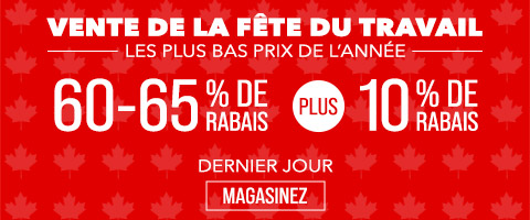 60-65% de rabais sur tout plus 10% supplémentaire