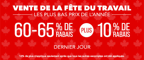 60-65% de rabais sur tout + 10% supplémentaire