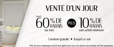 Jusqu'à 60% + 10% de rabais supplémentaire sur tout
