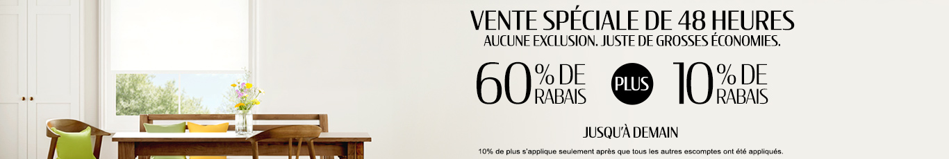 60% + 10% de rabais supplémentaire sur tout