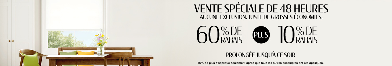60% + 10% de rabais supplémentaire sur tout