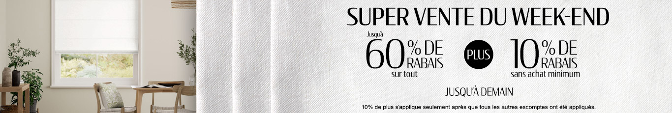Jusqu'à 60% + 10% de rabais supplémentaire sur tout