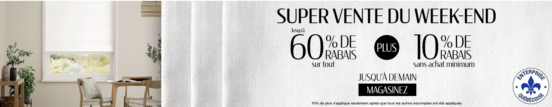 Jusqu'à 60% + 10% de rabais supplémentaire sur tout