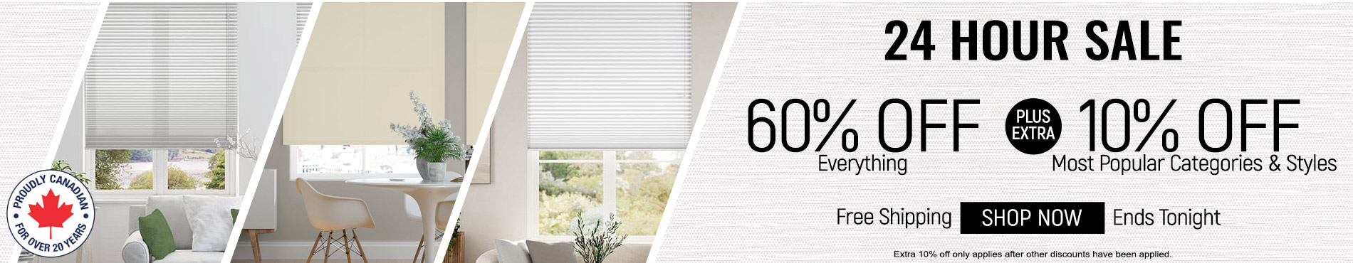 60% off everything + extra 10% off Top Selling Categories & Styles