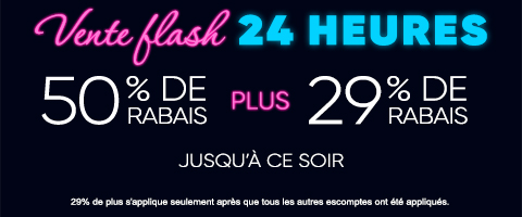 50% de rabais sur tout + 29% de rabais sur les toiles à rouleau et stores cellulaires