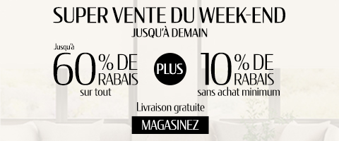 Jusqu'à 60% + 10% de rabais supplémentaire sur tout