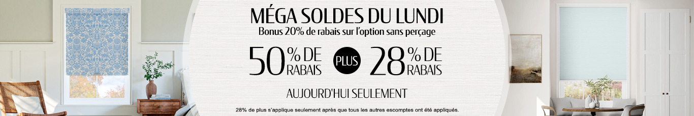 50% + 28% de rabais supplémentaire sur tout