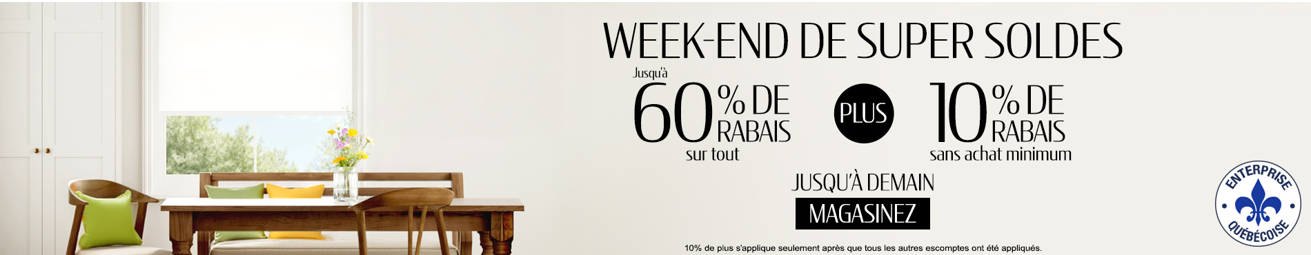 Jusqu'à 60% + 10% de rabais supplémentaire sur tout