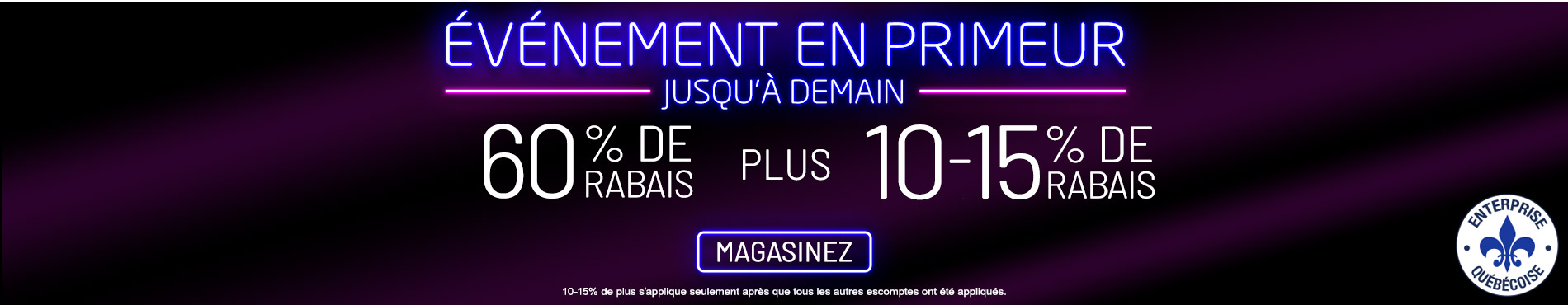 60% + 10 - 15% supplémentaire sur tout