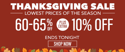 60-65% off everything + extra 10% off