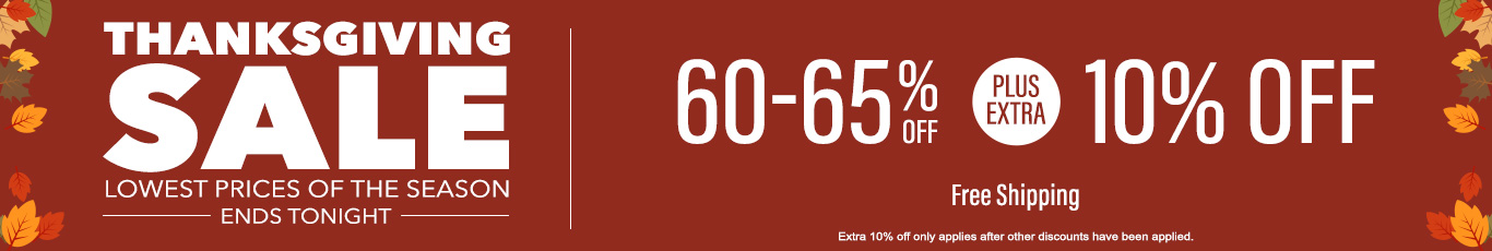 60-65% off everything + extra 10% off