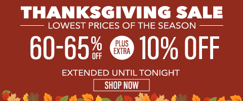 60-65% off everything + extra 10% off