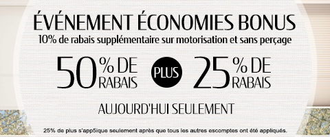 50% + 25% de rabais supplémentaire