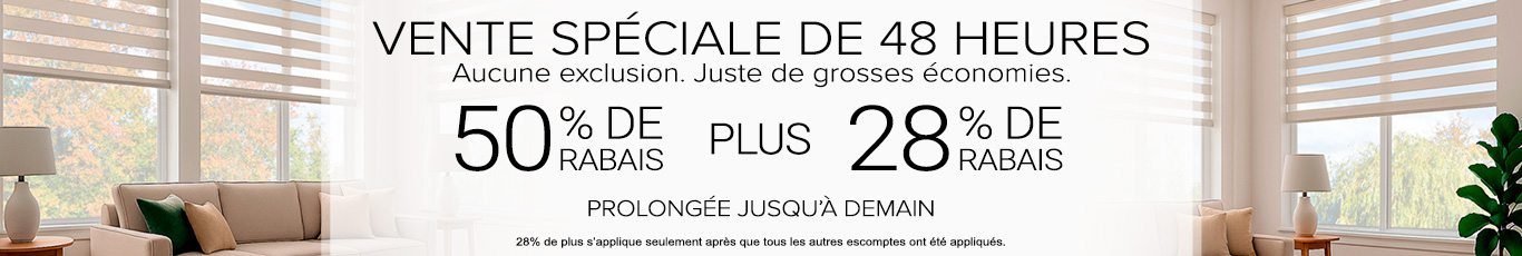 50% + 28% de rabais supplémentaire sur tout