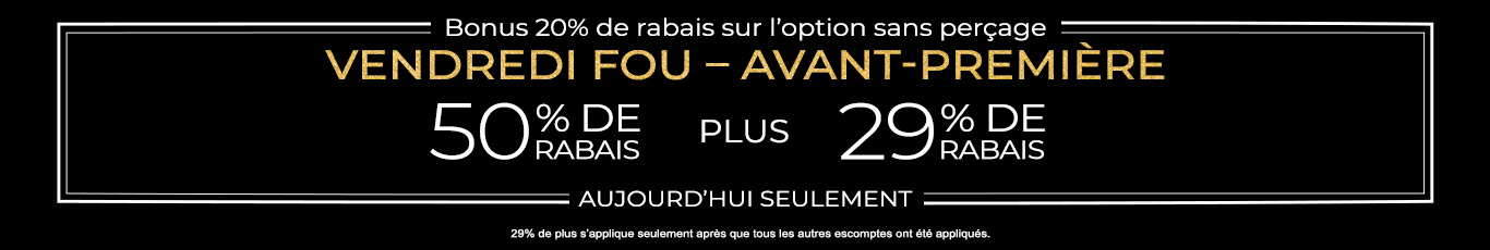 50% de rabais sur tout + 29% de rabais