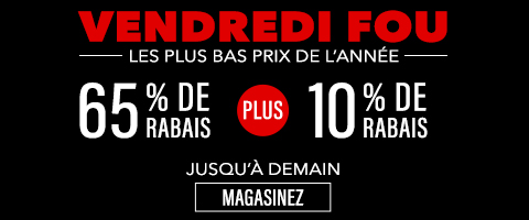 65% de rabais sur tout plus 10% supplémentaire
