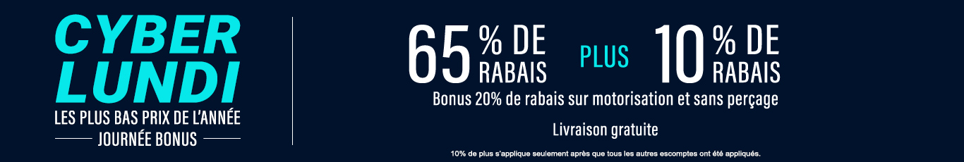 65% de rabais sur tout + 10% de rabais