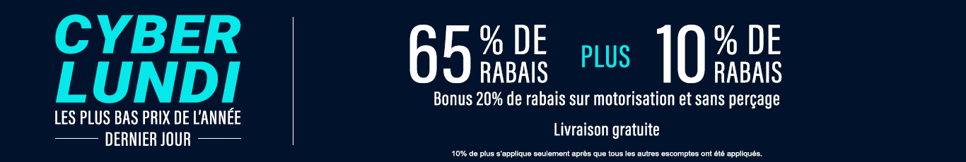65% de rabais sur tout + 10% de rabais