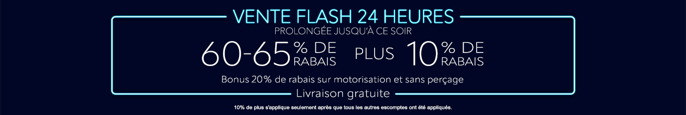 60-65% de rabais sur tout + 10% supplémentaire