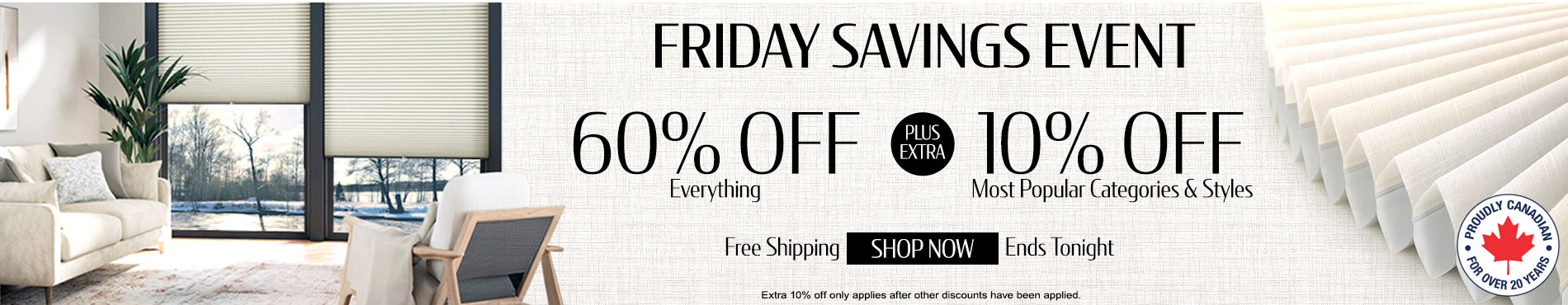 60% off everything + extra 10% off Top Selling Categories & Styles