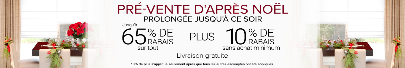 Jusqu'à 65% de rabais sur tout + 10% de rabais