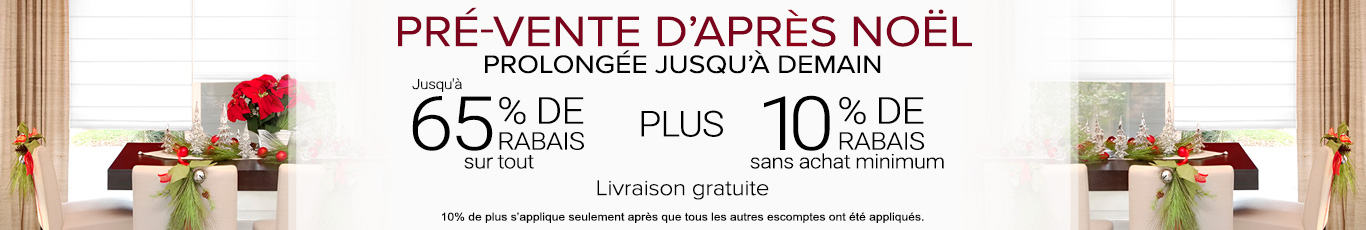 Jusqu'à 65% de rabais sur tout + 10% de rabais