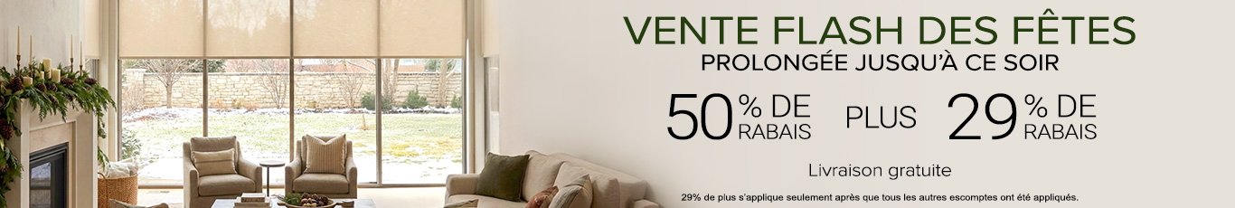 50% de rabais sur tout + 29% de rabais