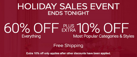60% off everything + extra 10% off Top Selling Categories & Styles