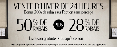 50% + 28% de rabais supplémentaire sur tout