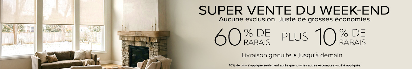 60% + 10% de rabais supplémentaire sur tout