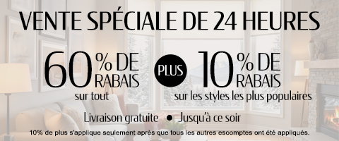 60% de rabais sur tout + 10% supplémentaire sur les styles les plus vendus