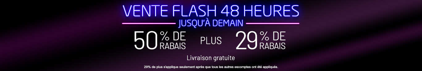 50% de rabais sur tout + 29% de rabais