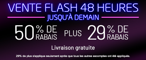 50% de rabais sur tout + 29% de rabais