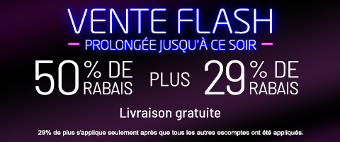 50% de rabais sur tout + 29% de rabais