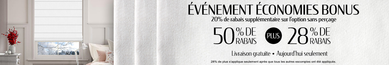 50% + 28% de rabais supplémentaire sur tout