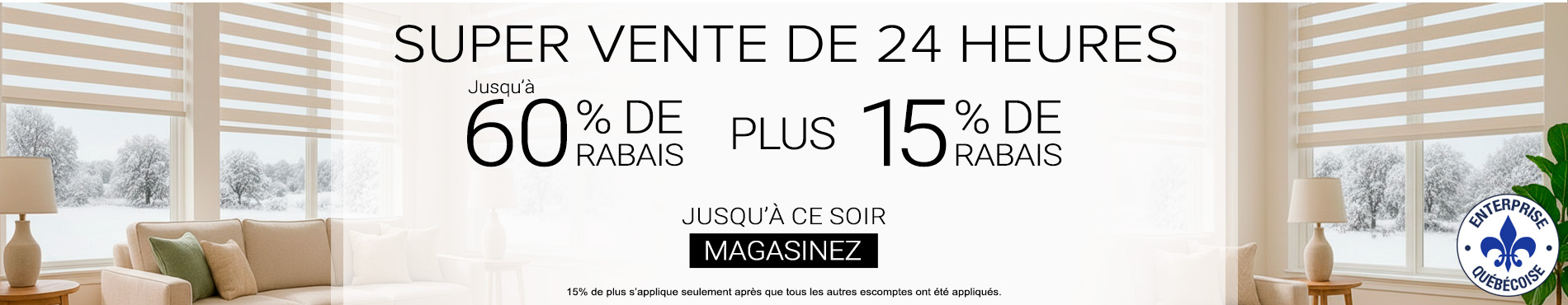 Jusqu'à 60% + 15% supplémentaire sur tout