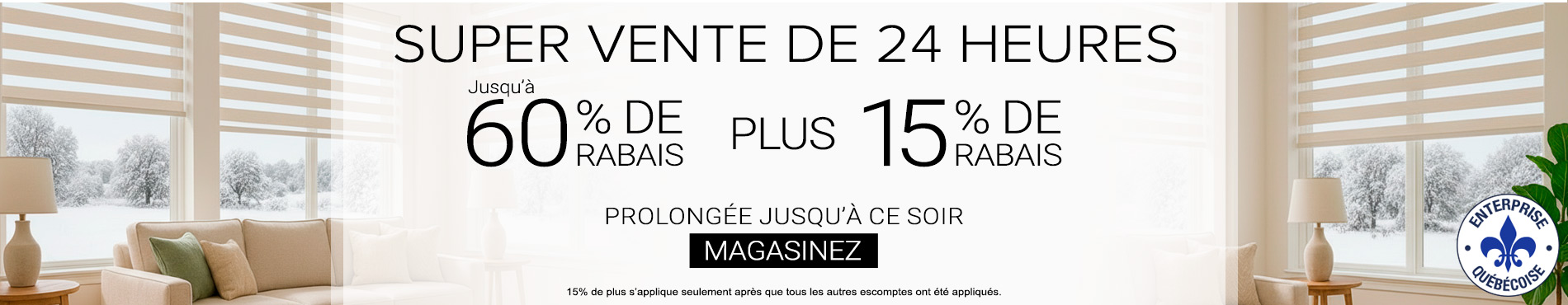 Jusqu'à 60% + 15% supplémentaire sur tout