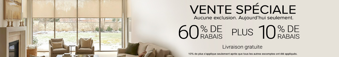 60% + 10% de rabais supplémentaire sur tout