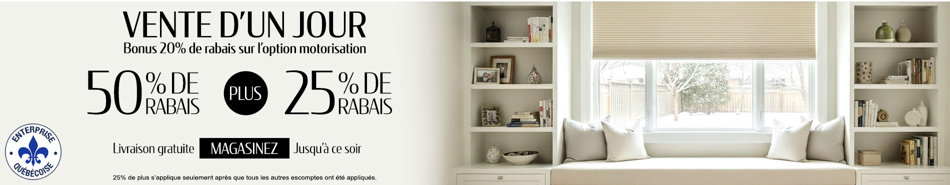 50% de rabais sur tout + 25% de rabais
